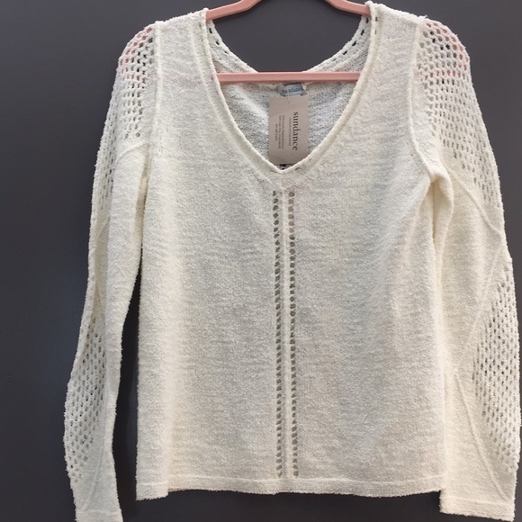 Cream white super knit cute top from Sundance. New with tags - Picture 1 of 6